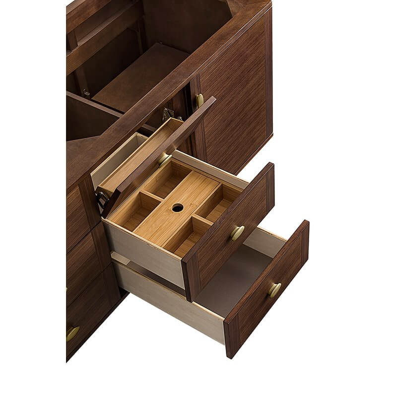 James Martin Amberly 72 Inch Double Vanity in Mid Century Walnut Drawers