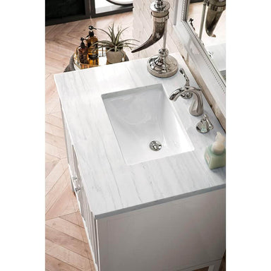James Martin Athens 30" Single Vanity Glossy White With Arctic Fall Solid Surface Top