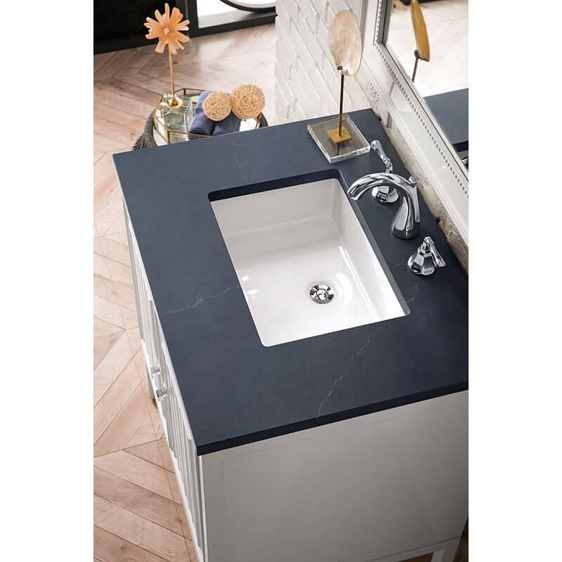 James Martin Athens 30" Single Vanity Glossy White With Charcoal Soapstone Silestone Top