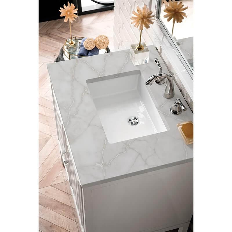James Martin Athens 30" Single Vanity Glossy White With Victorian Silver Silestone Top