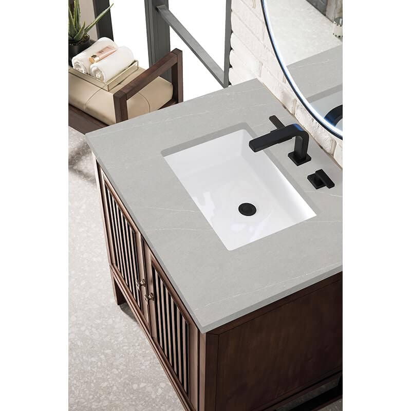 James Martin Athens 30" Single Vanity Mid Century Acacia With Eternal Serena Top