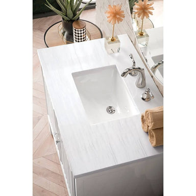 James Martin Athens 36" Single Vanity Glossy White With Arctic Fall Solid Surface Top