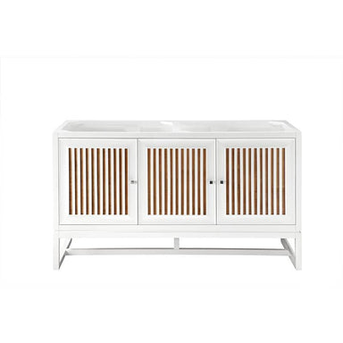 James Martin Athens 60" Double Vanity Glossy White Front View