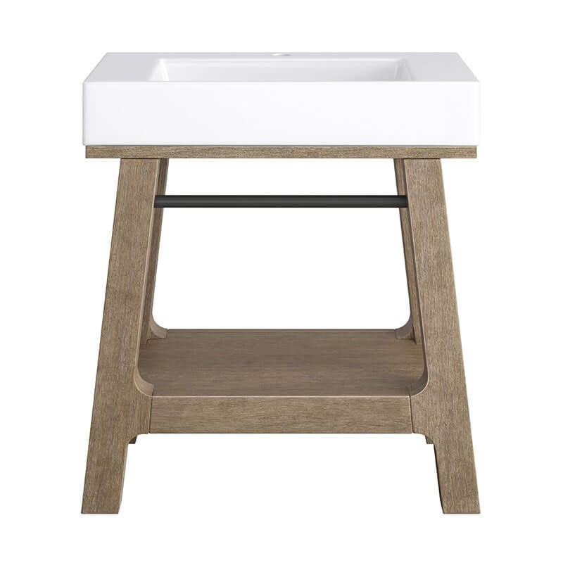 James Martin Auburn 31.5" Single Vanity Weathered Timber Front View in White Background