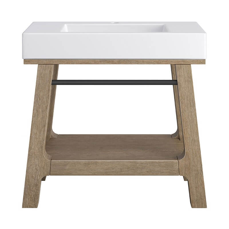 James Martin Auburn 36 Inches Single Vanity Weathered Timber Front Full View