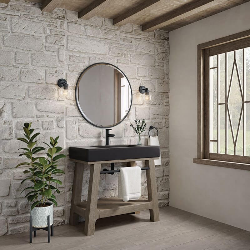James Martin Auburn 36 Inches Single Vanity Weathered Timber Side View