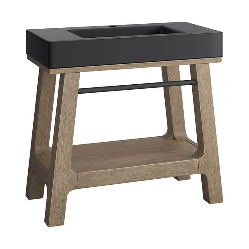 James Martin Auburn 36" Single Vanity Weathered Timber Side View in White Background