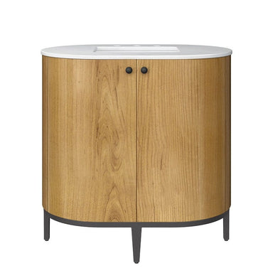 James Martin Bellamy 36 Single Vanity Rustic Oak Front View in White Background
