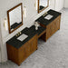 James Martin Bellshire 120 Inch Dual Vanity With 24 Inch Make-Up Counter Honey Oak in Phantome Eclos Top