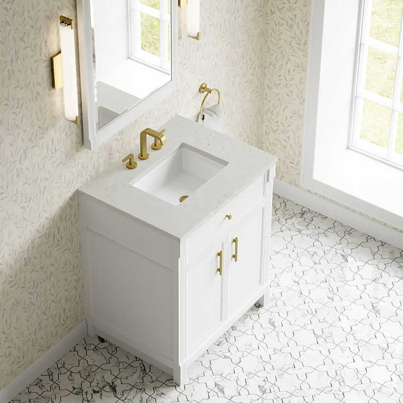 James Martin Bellshire 30" Single Vanity in Bright White With Lime Delight Silestone Top