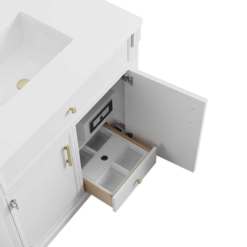 James Martin Bellshire 36 Inch Single Vanity in Bright White With Adjustable Drawer Dividers