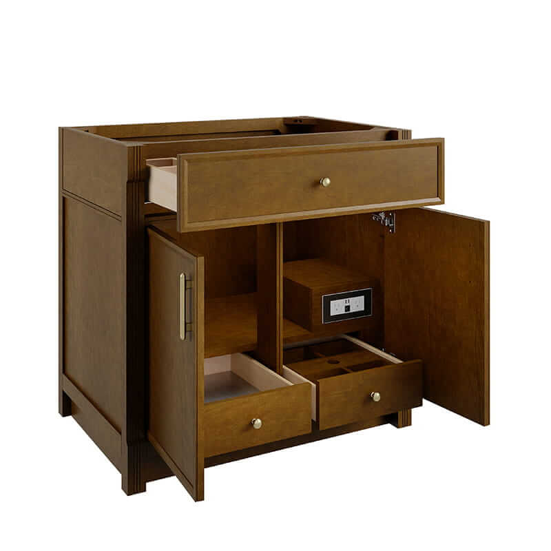 James Martin Bellshire 36 Inch Single Vanity in Honey Oak Open Door