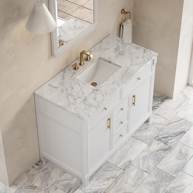 James Martin Bellshire 48" Single Vanity in Bright White With Carrara Marble Top