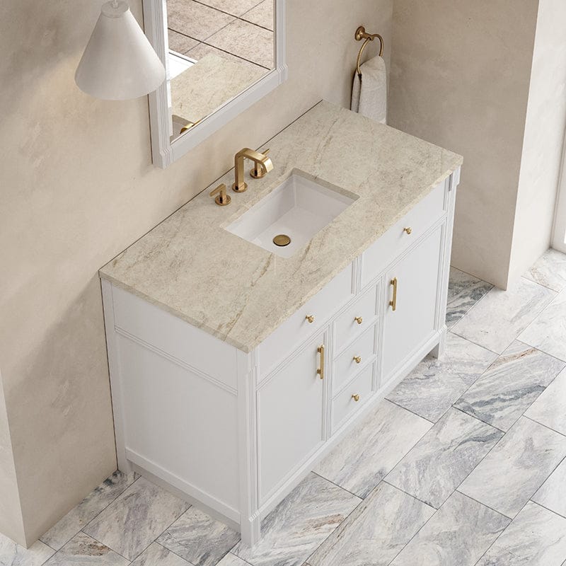 James Martin Bellshire 48" Single Vanity in Bright White With Tajnar Eclos Top