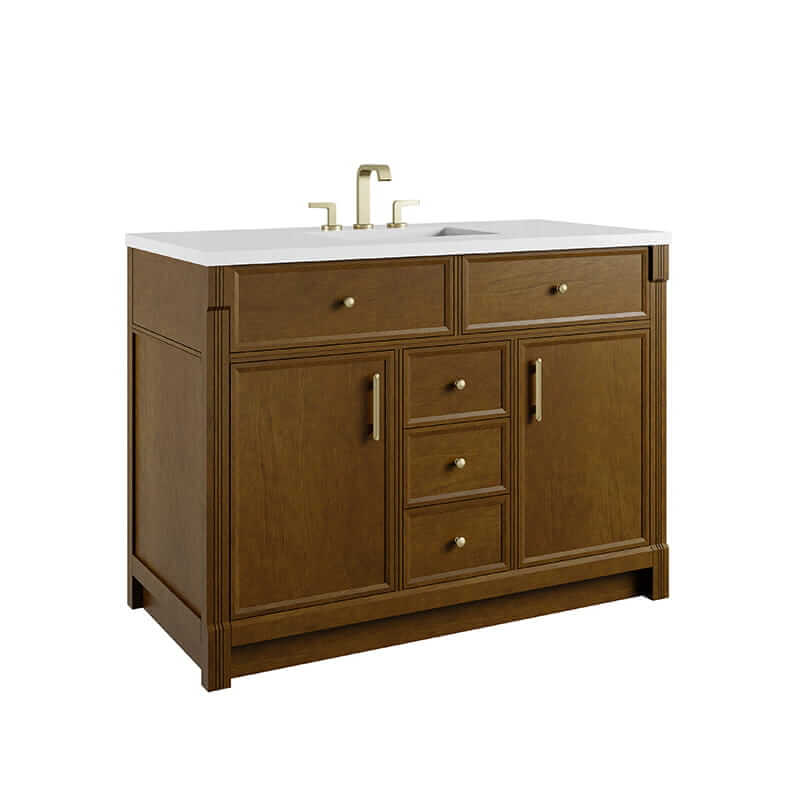 James Martin Bellshire 48" Single Vanity in Honey Oak With Countertop and Faucet