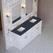 James Martin Bellshire 72 Double Vanity Bright White in Charcoal Soapstone Silestone Top