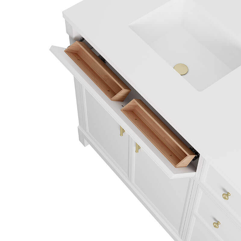 James Martin Bellshire 72 Inch Double Vanity Bright White Cabinet Only Top-Row Tip-Out Style Drawers