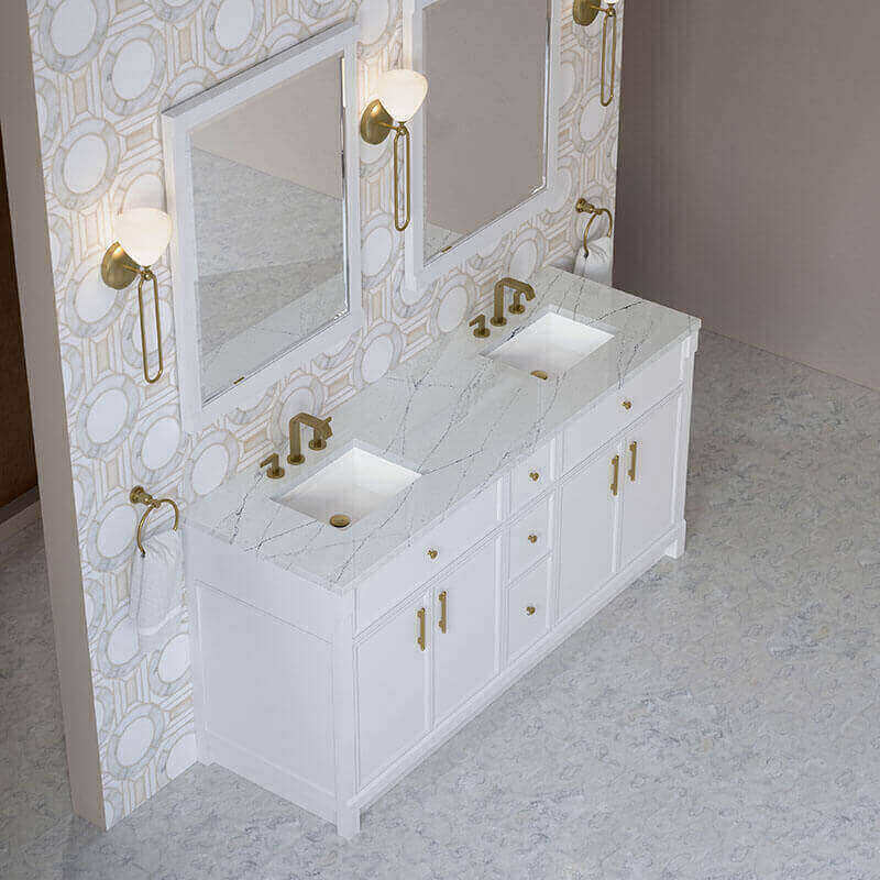 James Martin Bellshire 72 Inch Double Vanity Bright White in Ethereal Noctis Top