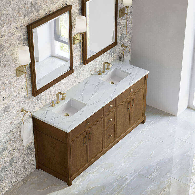 James Martin Bellshire 72 Inch Double Vanity Honey in Ethereal Noctis Top