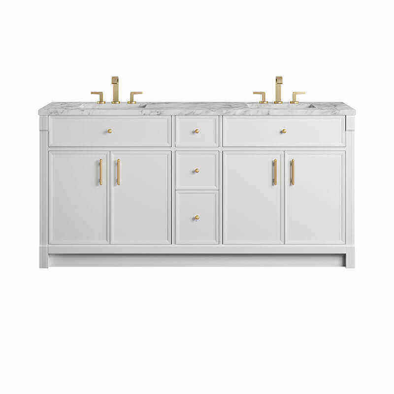 James Martin Bellshire 72 Inch Double Vanity in Bright White Top Front View
