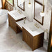 James Martin Bellshire 96 Dual Vanity With 24 Make-Up Counter Honey Oak in White Zeus Silestone Top