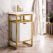 James Martin Boston 20 Inch Single Console Vanity in Radiant Gold With White Glossy Composite Stone Top With Storage Corner View