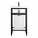 James Martin Boston 20" Single Console Vanity in Matte Black With White Glossy Composite Stone With Storage