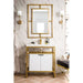 James Martin Boston 31.5 Inch Single Console Vanity in Radiant Gold With White Glossy Composite Stone Top With Glossy White Storage Front View