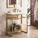 James Martin Boston 31.5" Single Console Vanity in Radiant Gold With White Glossy Composite Stone Top Corner View