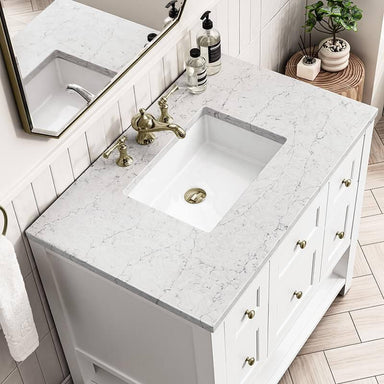 James Martin Breckenridge 36" Single Vanity Bright White With Arctic Fall Top