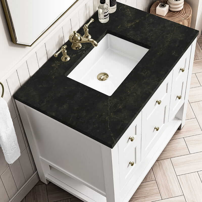 James Martin Breckenridge 36" Single Vanity in Bright White With Phantome Eclos Top
