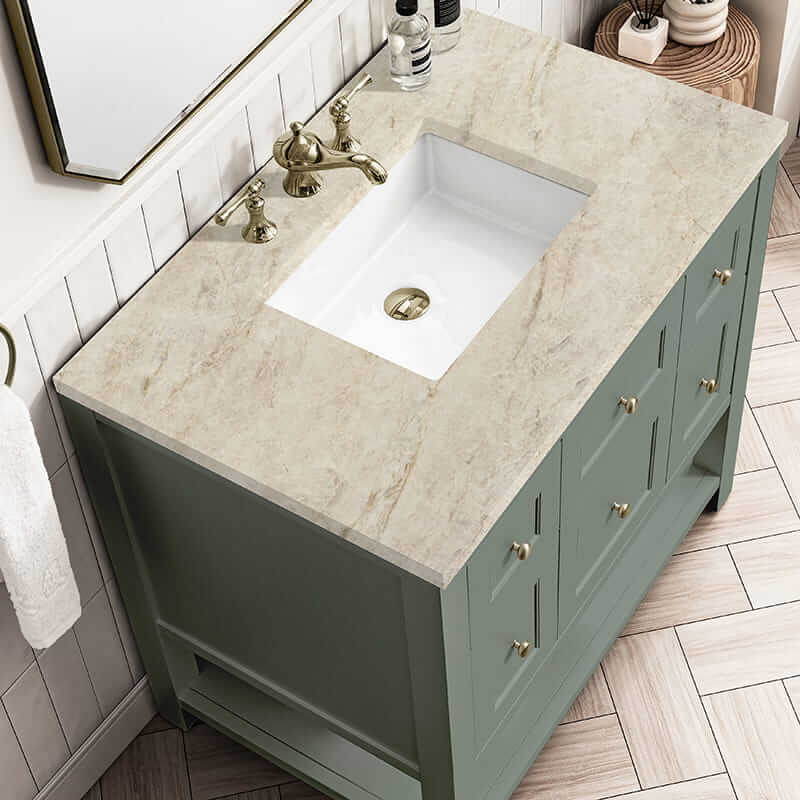 James Martin Breckenridge 36" Single Vanity in Smokey Celadon With Tajnar Eclos Top