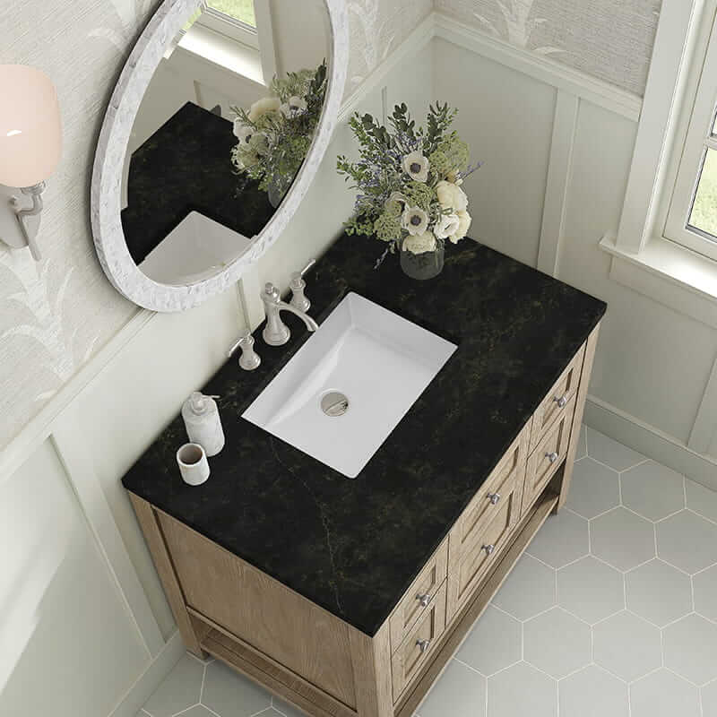 James Martin Breckenridge 36" Single Vanity in Whitewashed Oak With Phantome Eclos Top