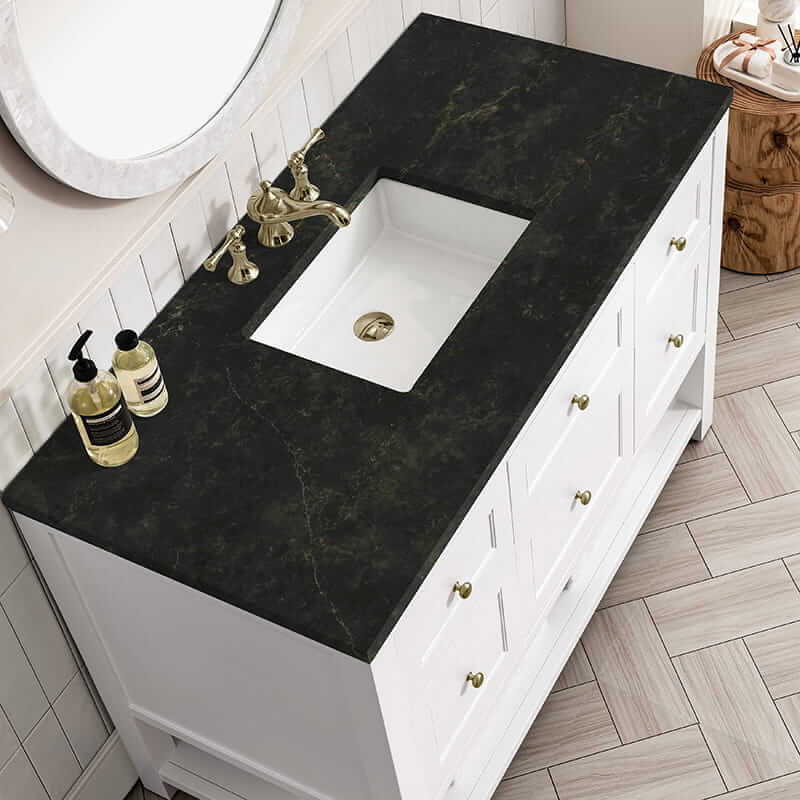 James Martin Breckenridge 48 Inch Single Vanity in Bright White With Phantome Eclos Top