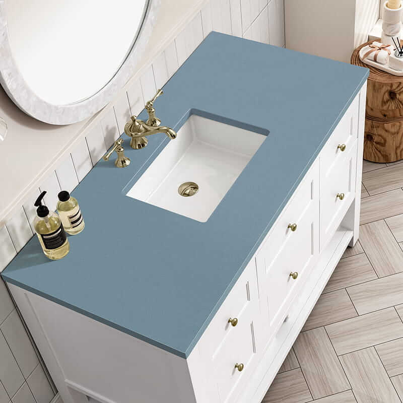 James Martin Breckenridge 48" Single Vanity in Bright White With Cala Blue Silestone Top