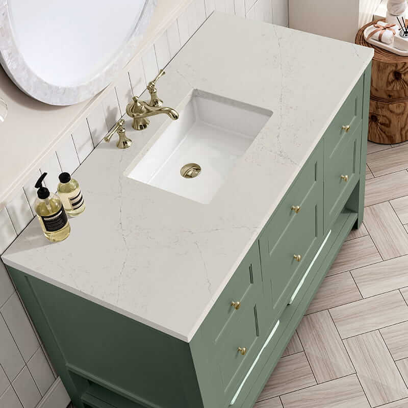 James Martin Breckenridge 48" Single Vanity in Smokey Celadon With Siberian Silestone Top