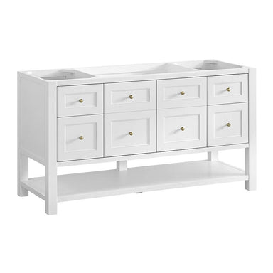 James Martin Breckenridge 60 Inch Single Vanity Bright White Corner View Close Drawers