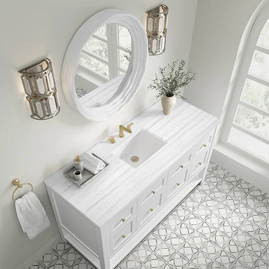 James Martin Breckenridge 60 Inch Single Vanity Bright White With Arctic Fall Solid Surface Top
