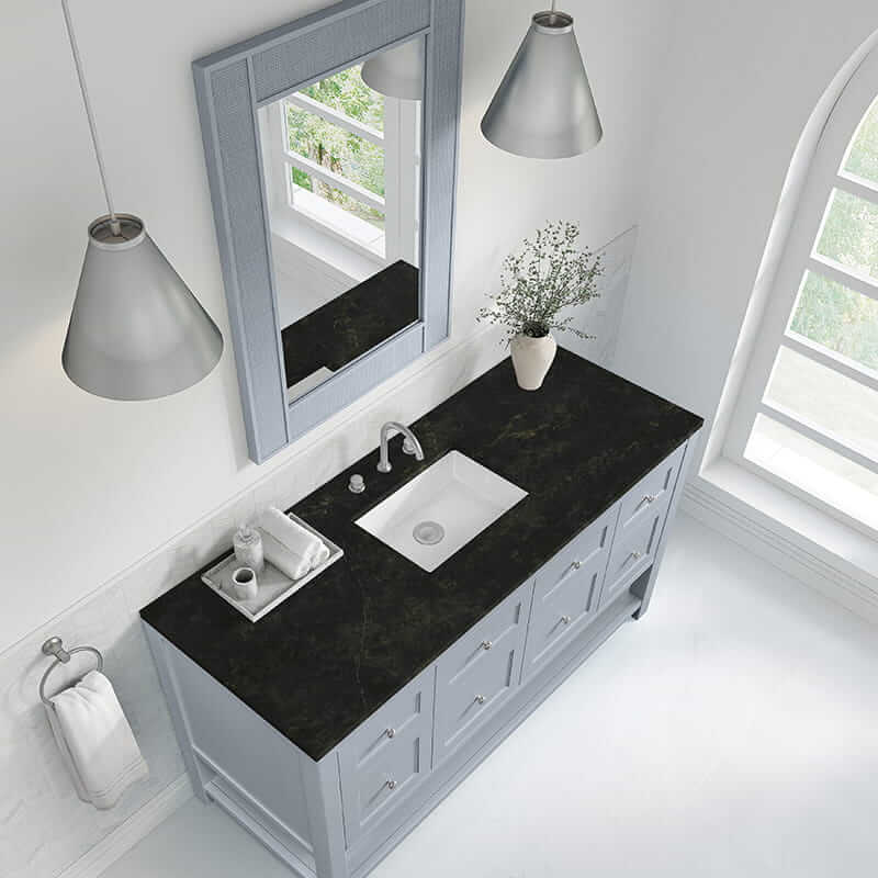 James Martin Breckenridge 60 Inch Single Vanity in Serenity Blue With Phantome Eclos Top