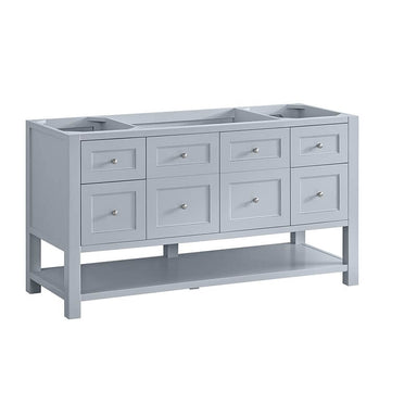 James Martin Breckenridge 60 Inch Single Vanity Serenity Blue Corner View Close Drawers