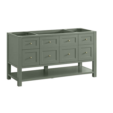 James Martin Breckenridge 60 Inch Single Vanity Smokey Celadon Corner View Close Drawers