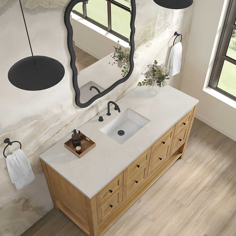 James Martin Breckenridge 60" Single Vanity in Light Natural Oak With Siberian Silestone Top