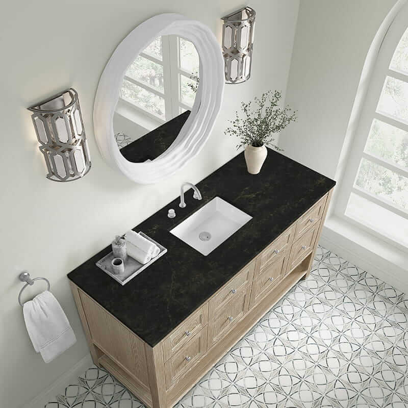 James Martin Breckenridge 60" Single Vanity in Whitewashed Oak With Phantome Eclos Top