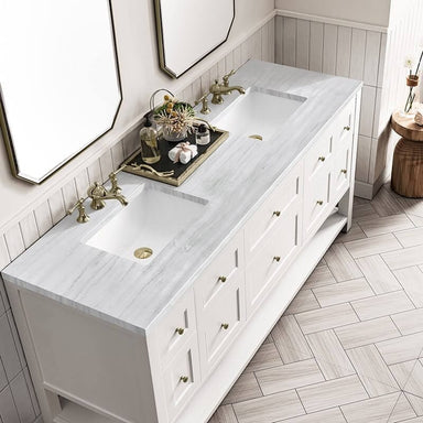 James Martin Breckenridge 72" Double Vanity Bright White With Arctic Fall Top