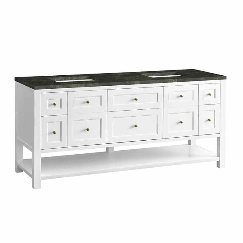 James Martin Breckenridge 72" Double Vanity in Bright White With Phantome Eclos Top