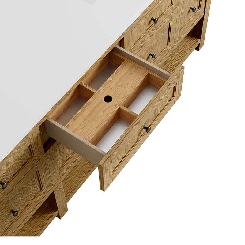 James Martin Breckenridge 84" Double Vanity Light Natural Oak Top Drawer View