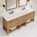 James Martin Breckenridge 84 Inch Double Vanity Light Natural Oak in White Zeus Silestone Top Corner View