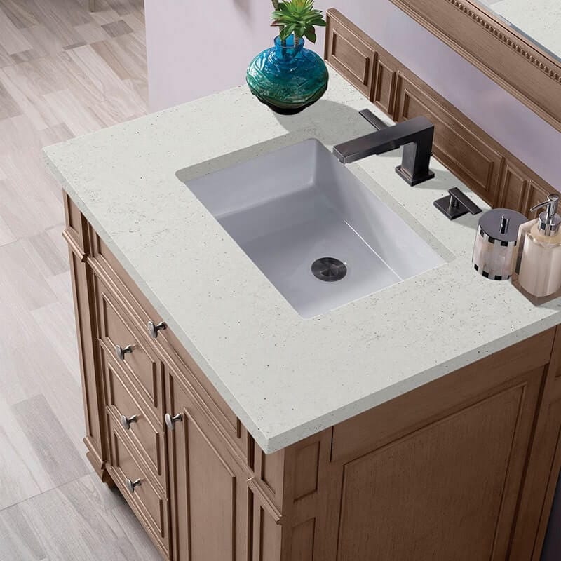 James Martin Bristol 30 Inch Single Vanity Whitewashed Walnut With Lime Delight Silestone Top