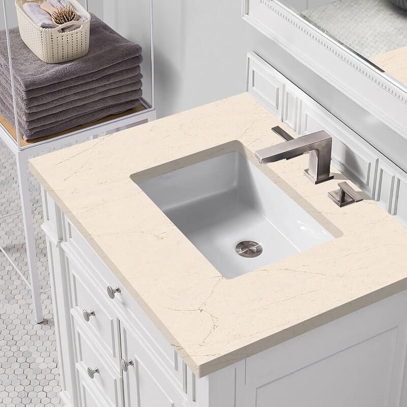 James Martin Bristol 30" Single Vanity Bright White With Eternal Marfil Silestone Top