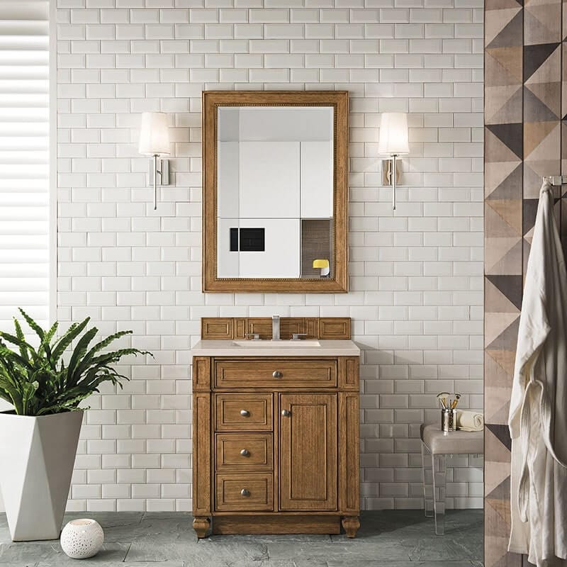 James Martin Bristol 30" Single Vanity Saddle Brown With Eternal Marfil Silestone Top Min